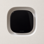 Ecobee Smart Thermostat Premium installed in a white contoured trimless drywall niche on a finished wall