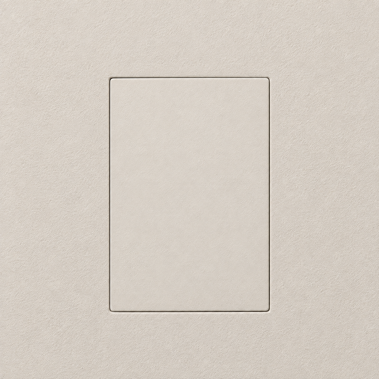 Closed paintable trimless lid in a finished wall, illustrating the concealed look of an access panel